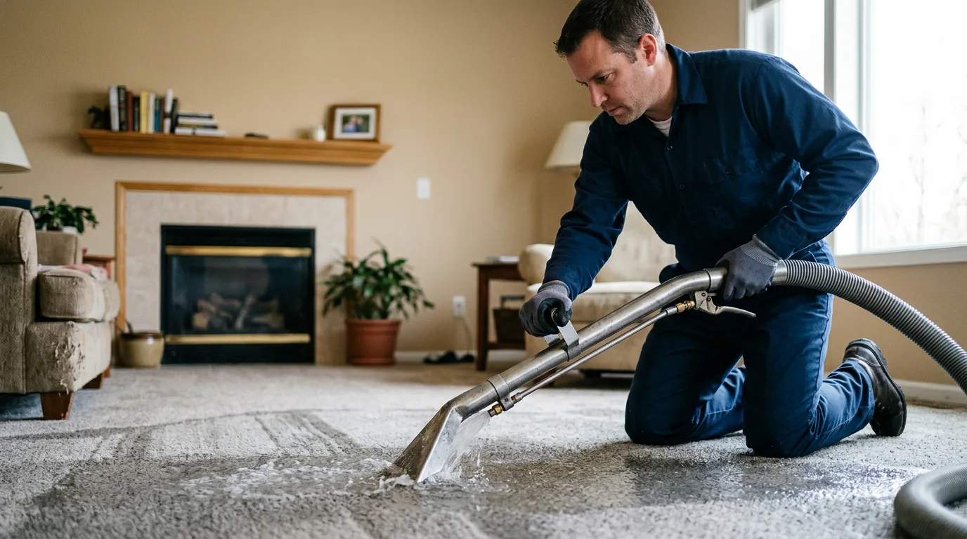 Water damage restoration technician working near Larsen, WI